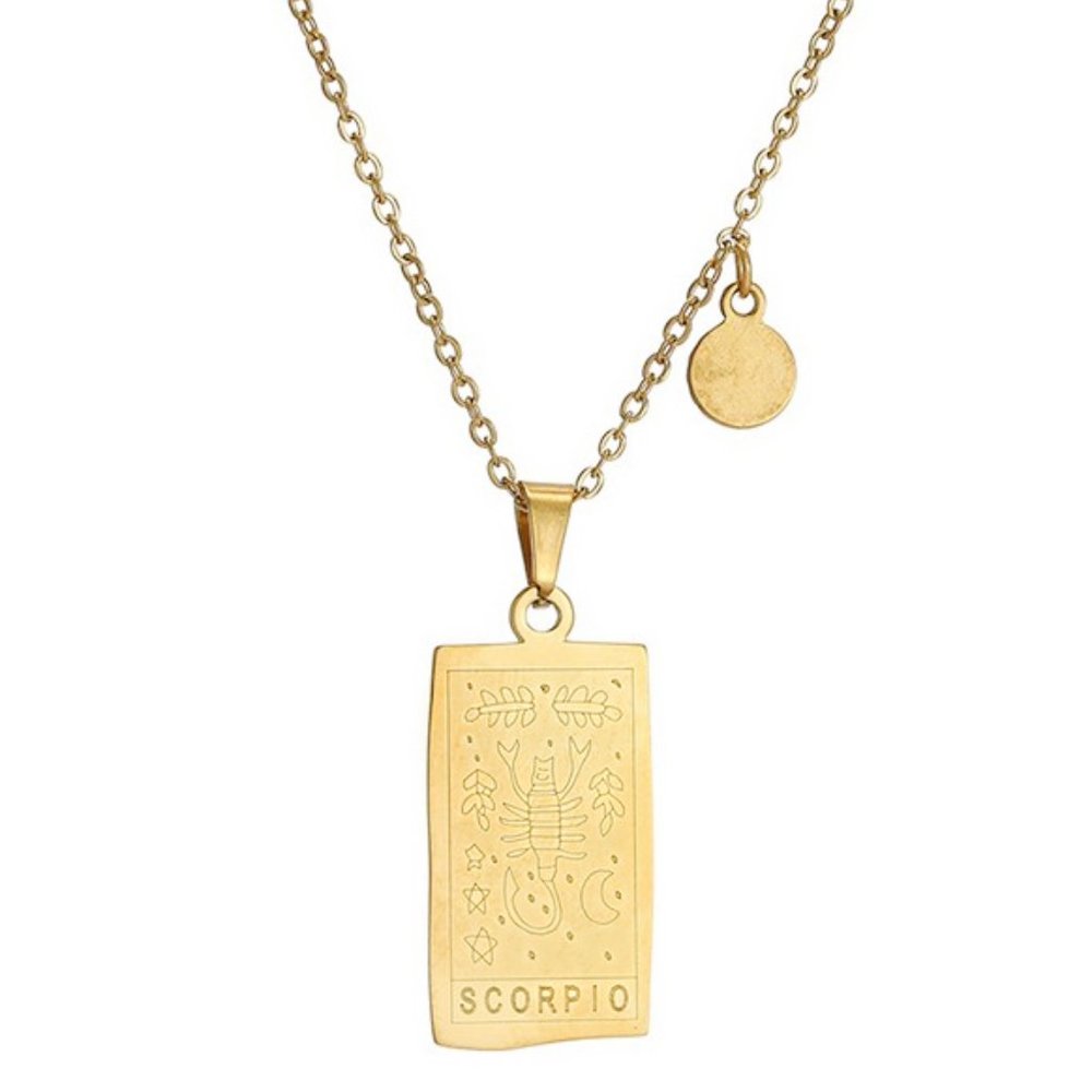 Scorpio Zodiac Pendant Necklace PVD 18K Gold Plated Stainless Steel Astr… - Picture 3 of 8